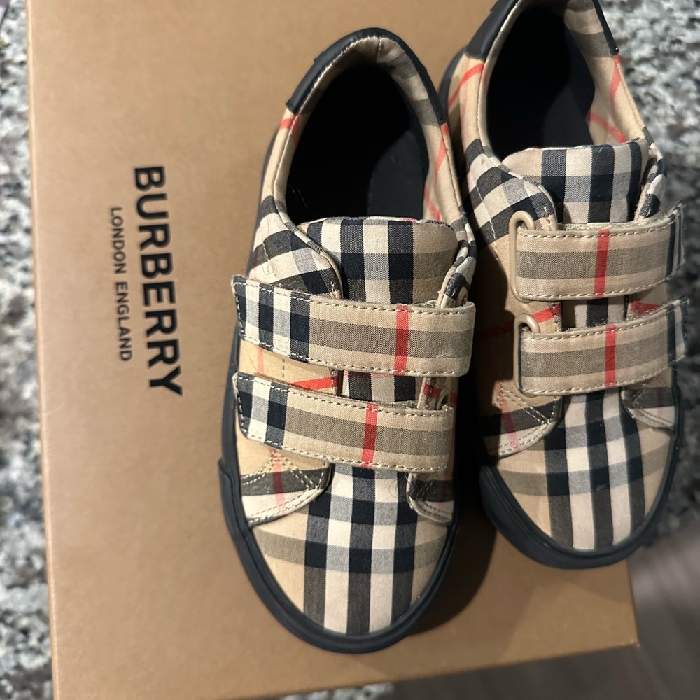 Burberry Kids Checkered Shoes - Beige and Black